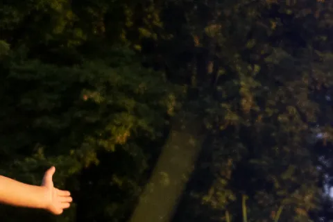 Silhouette of a child with open arms at sunset — green supply chain